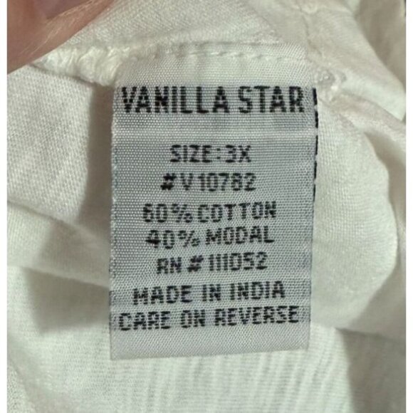 Vanilla Star Womens White Short Sleeve Tee 3X Knotted Hem V-Neck Casual Loose - Picture 9 of 10